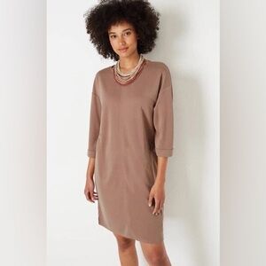 NWT J.Jill Pure Jill Sand-Washed Pique Visit Relaxed Dress in Soft Desert Clay